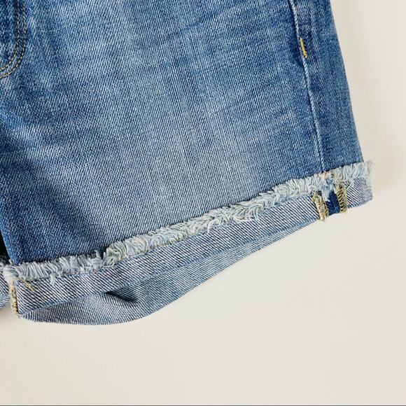 J. Crew blue stretch cutoff cuffed denim jean shorts 24 - Picture 3 of 6